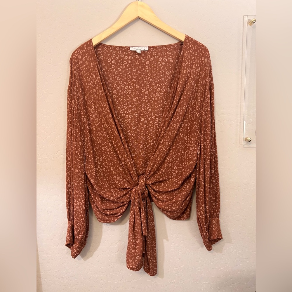 Burnt orange cardigan. Final Touch brand, size medium.